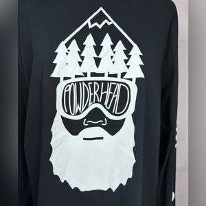The Mountain Co ‘Powder Head’ Long Sleeve Black Gildan Heavy Cotton T-Shirt LG